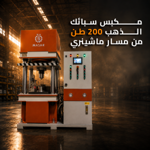 "200 Ton Gold Bullion Press Machine manufactured by Masar Machinery for gold bar production."